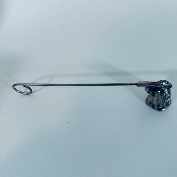 Circled Handle Candle Snuffer Pewter/Metal silver Tulip & Leaf Design VTG - Picture 5 of 9